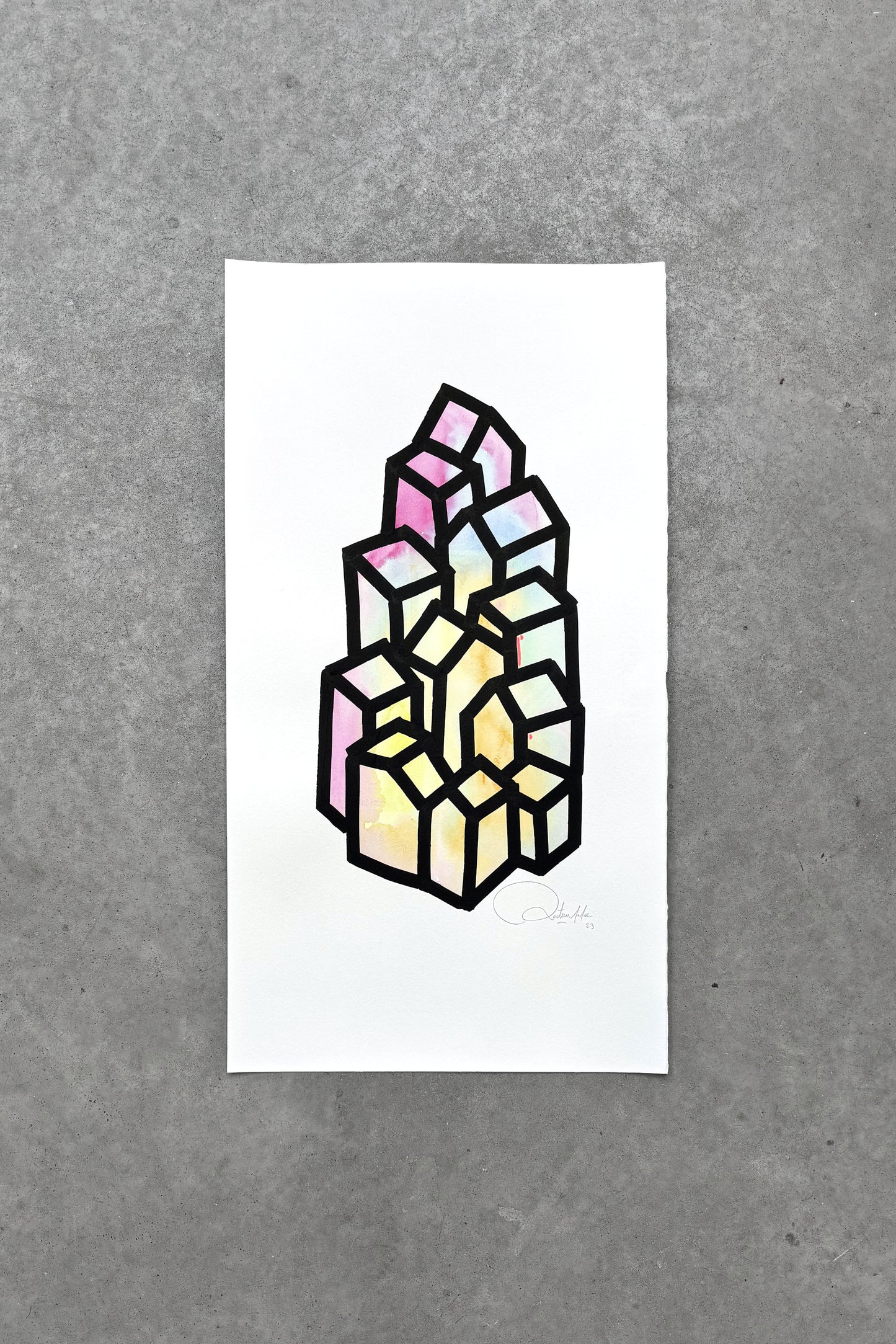 Oeuvre originale sur papier - Villages 005