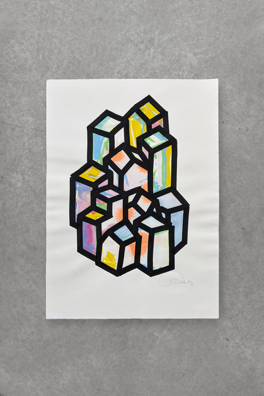 Oeuvre originale sur papier - Villages 015