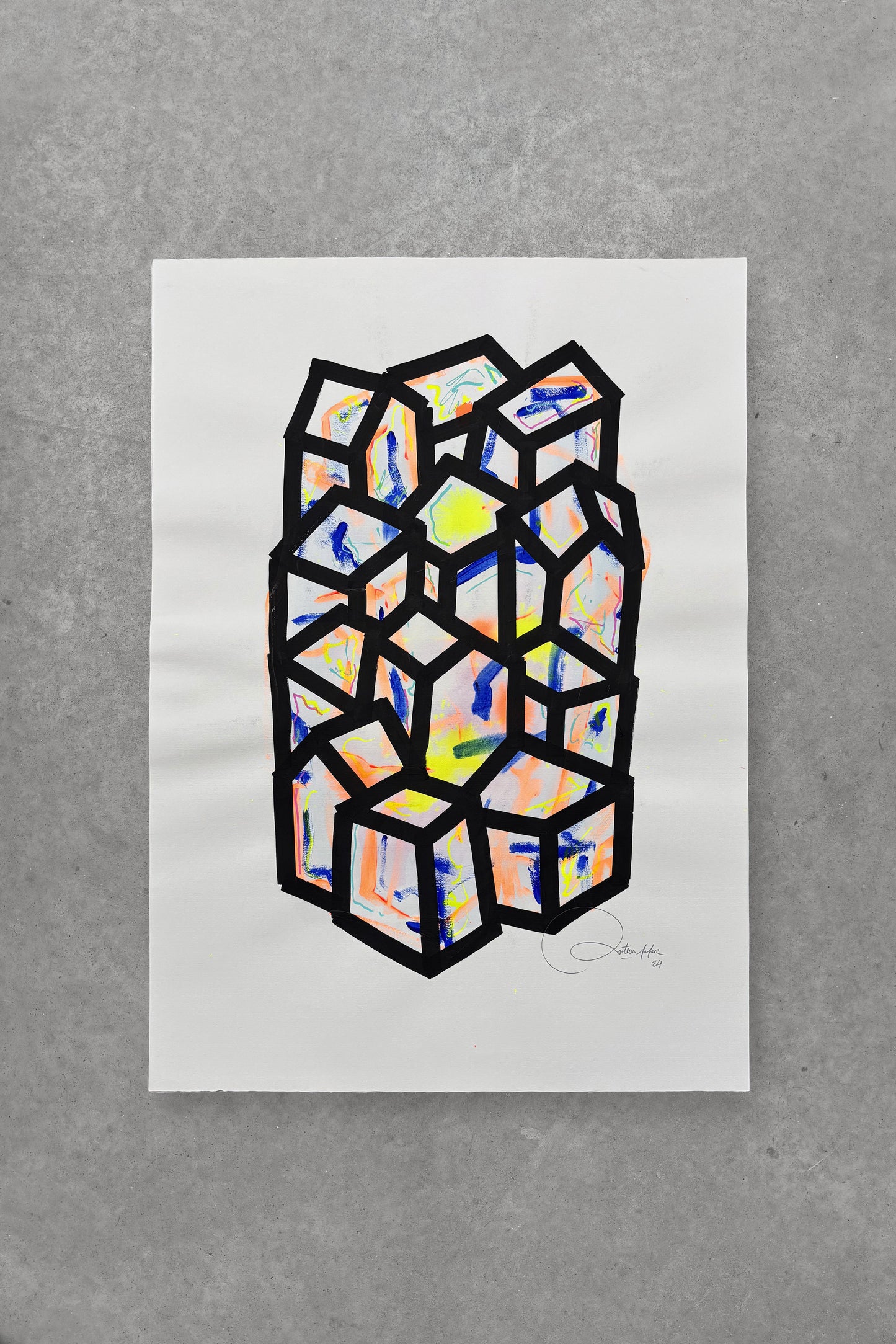 Oeuvre originale sur papier - Villages 008