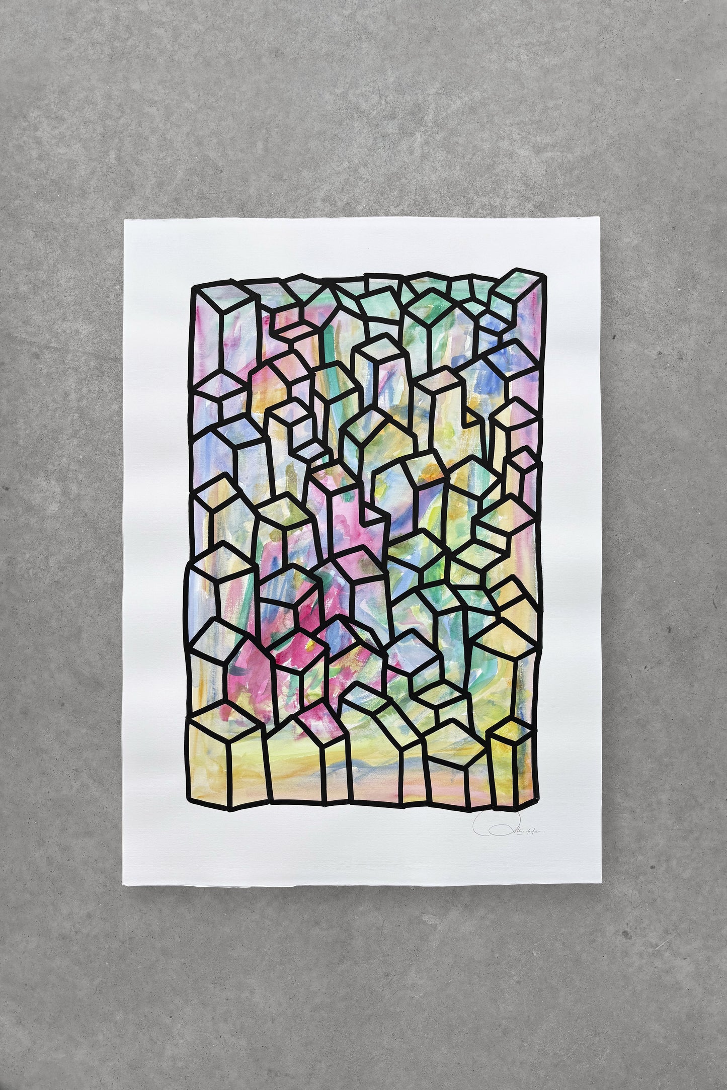 Oeuvre originale sur papier - Villages 020
