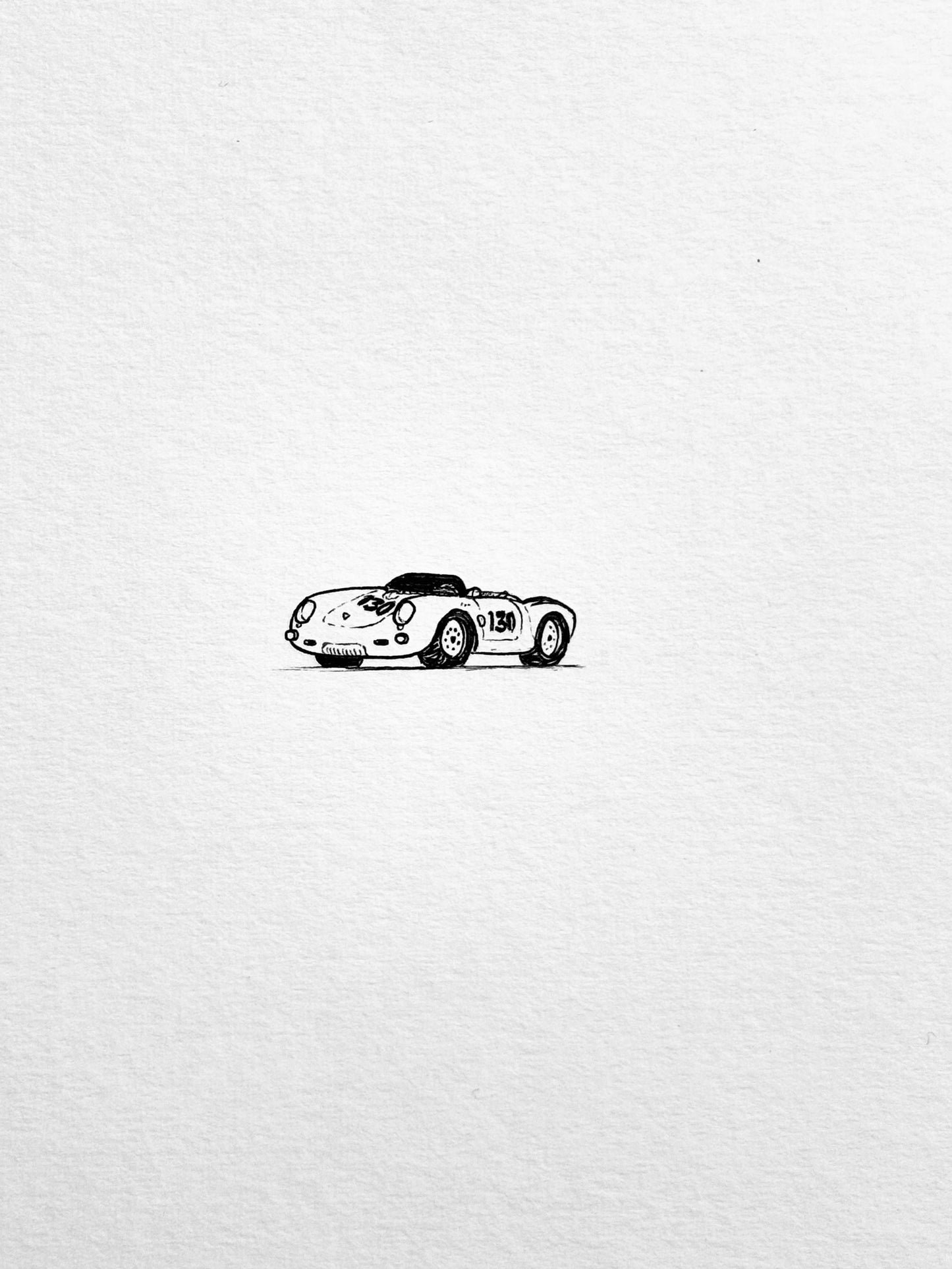Oeuvre originale encadrée Porsche 550 SPYDER LITTLE BASTARD