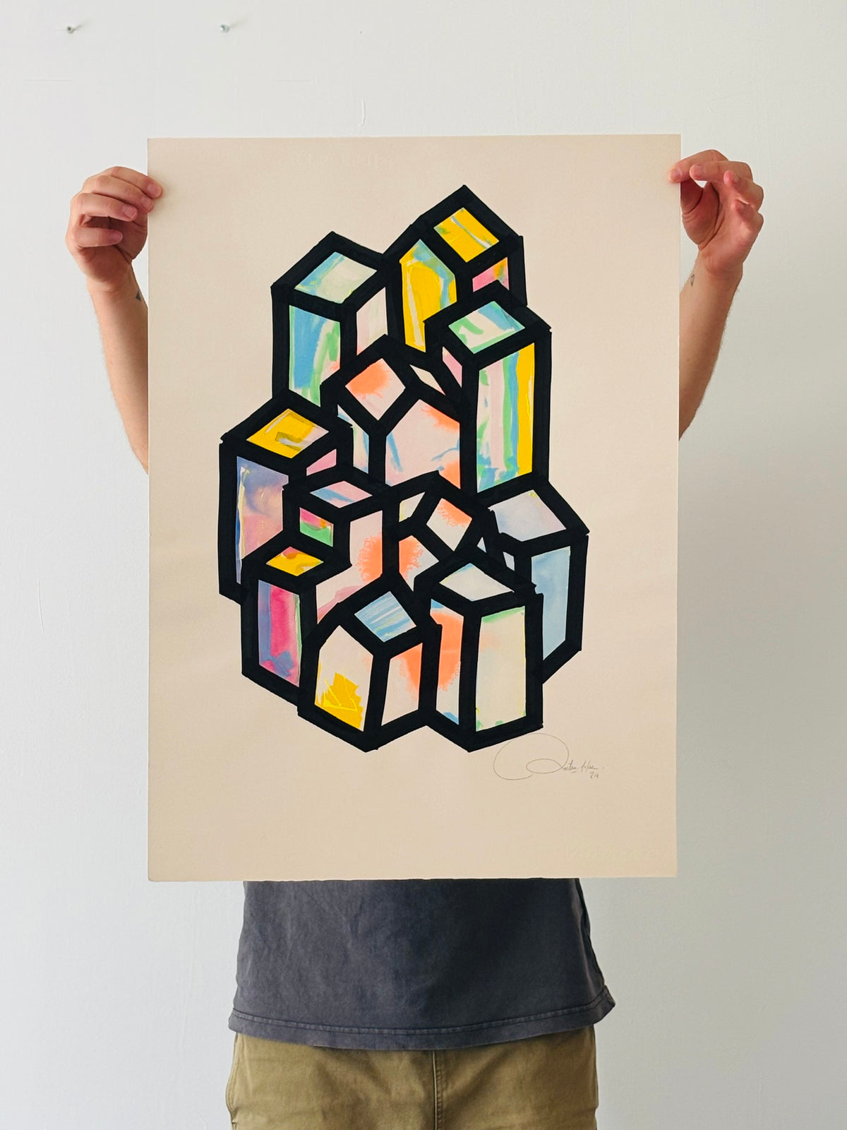 Oeuvre originale sur papier - Villages 015