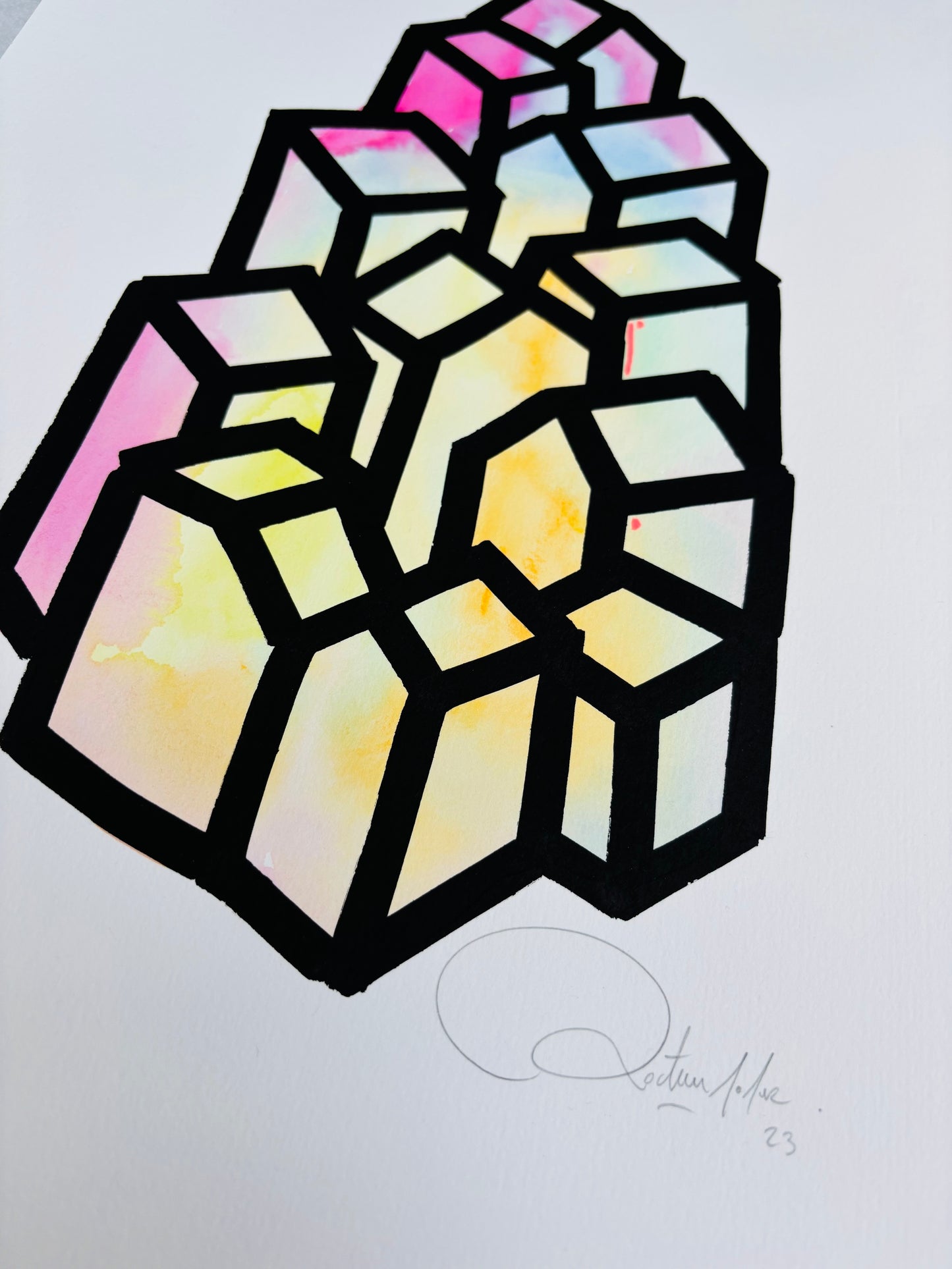 Oeuvre originale sur papier - Villages 005