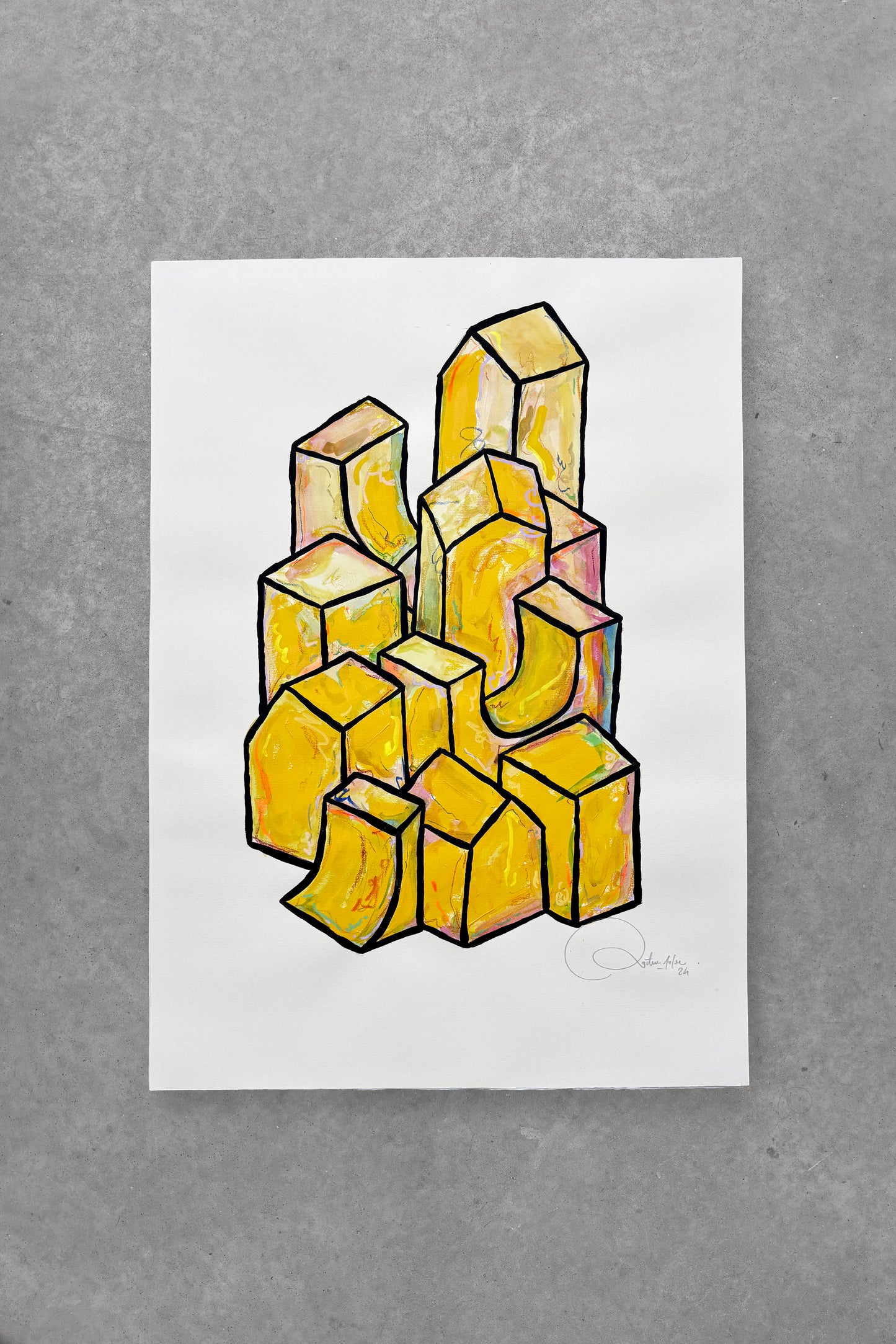 Oeuvre originale sur papier - Villages 006