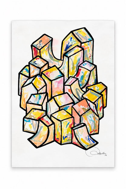 Oeuvre originale sur papier - Villages 028