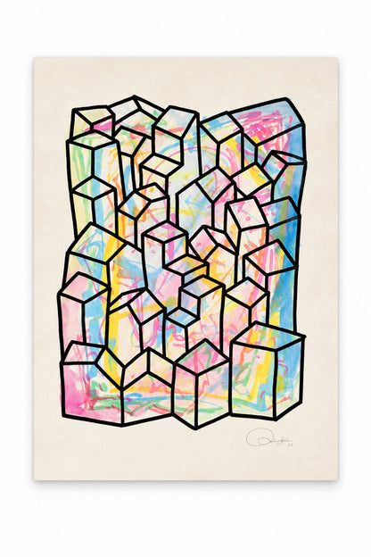 Oeuvre originale sur papier - Villages 027