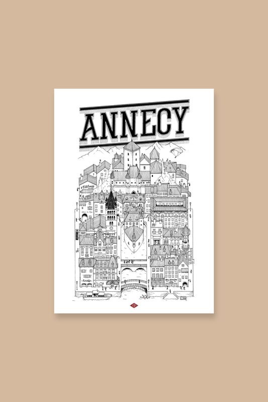 Affiche Annecy illustrée – Illustration de la ville - Docteur Paper
