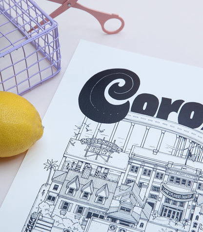 Affiche Coronado - Illustration de la ville - Docteur Paper