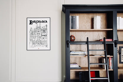 Affiche Barcelone illustrée – Illustration de la ville - Docteur Paper