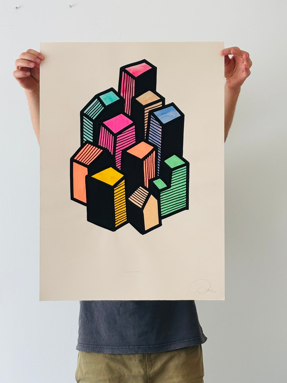 Oeuvre originale sur papier - Villages 019