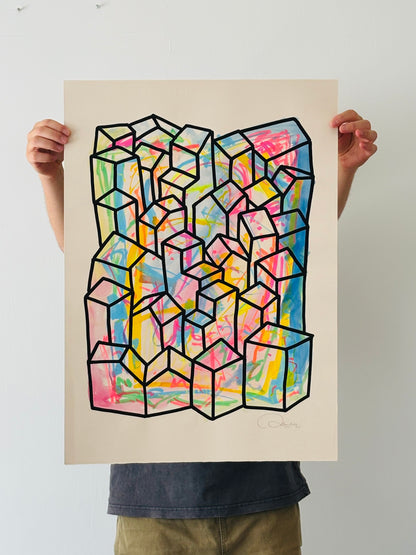 Oeuvre originale sur papier - Villages 027