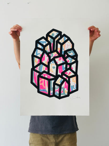 Oeuvre originale sur papier - Villages 014