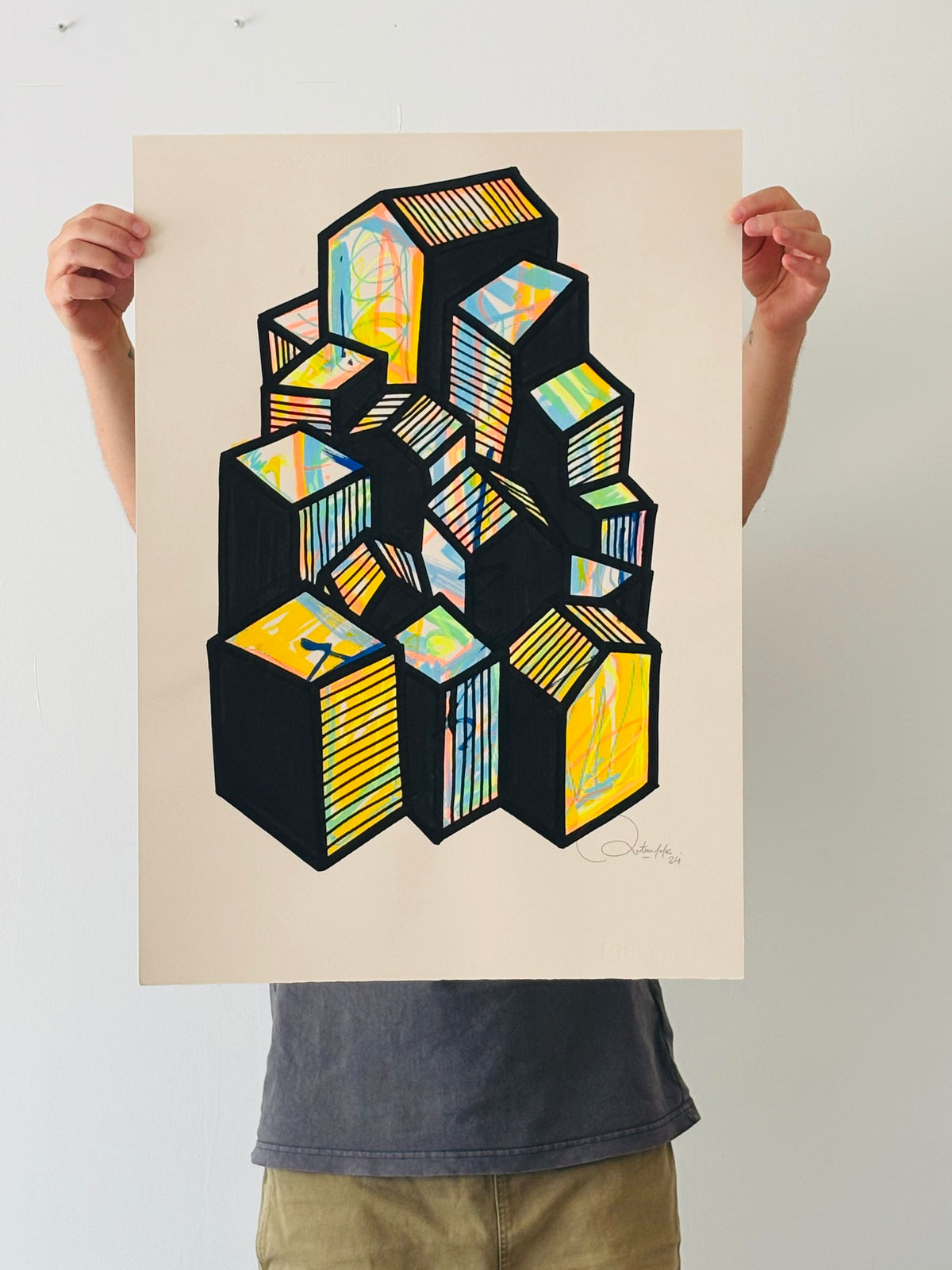 Oeuvre originale sur papier - Villages 011