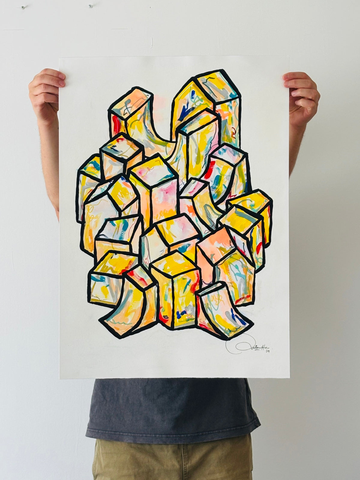 Oeuvre originale sur papier - Villages 028