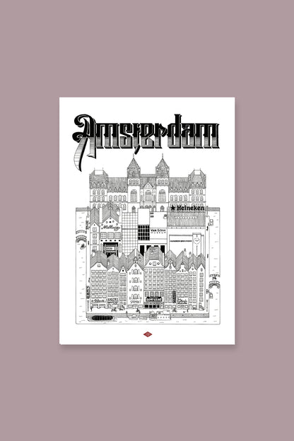 Affiche Amsterdam illustrée – Illustration de la ville - Docteur Paper