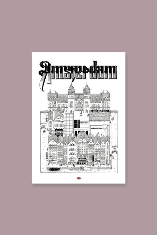 Affiche Amsterdam illustrée – Illustration de la ville - Docteur Paper