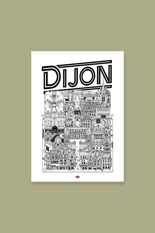 Affiche Dijon illustrée – Illustration de la ville - Docteur Paper