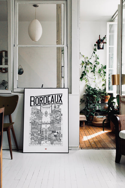 Affiche Bordeaux illustrée – Illustration de la ville - Docteur Paper