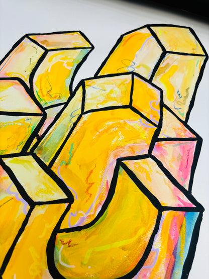Oeuvre originale sur papier - Villages 006