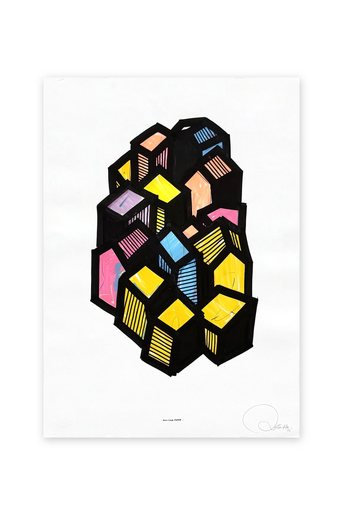 Oeuvre originale sur papier - Villages 033