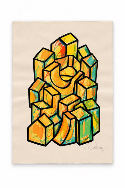 Oeuvre originale sur papier - Villages 025