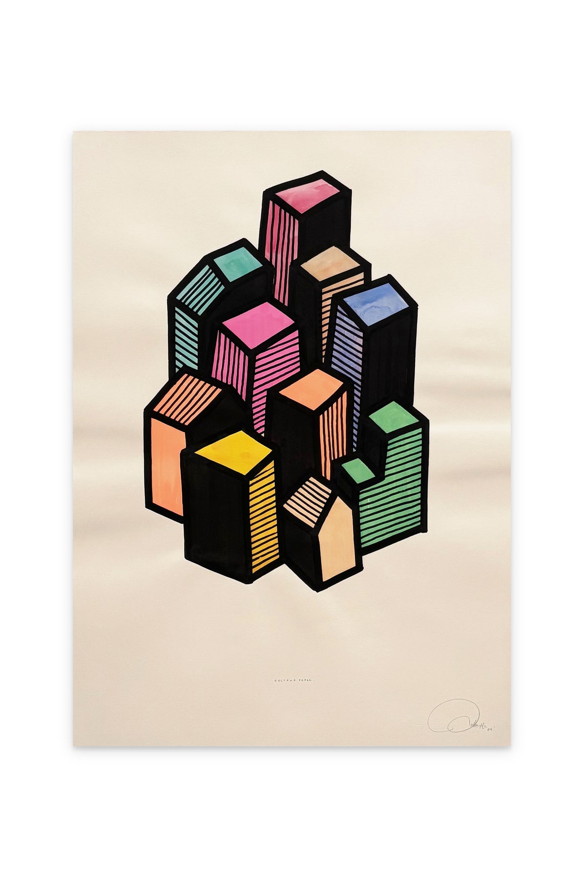 Oeuvre originale sur papier - Villages 019