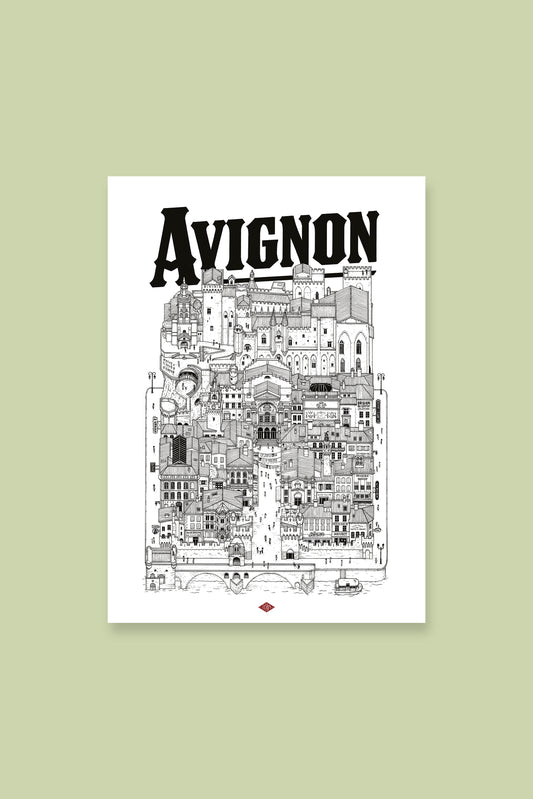 Affiche ville Avignon – Illustration de la ville - Docteur Paper