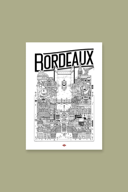Affiche Bordeaux illustrée – Illustration de la ville - Docteur Paper