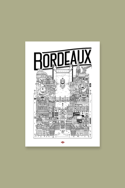 Affiche Bordeaux illustrée – Illustration de la ville - Docteur Paper