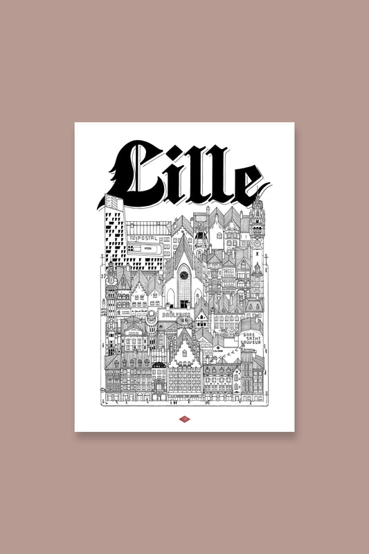 Affiche ville Lille – Illustration de ville - Docteur Paper