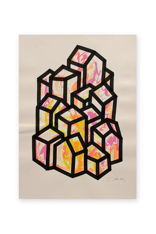 Oeuvre originale sur papier - Villages 023