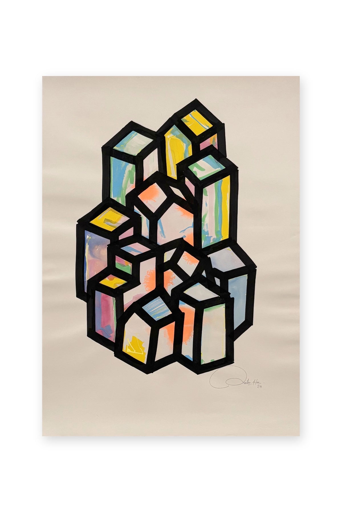 Oeuvre originale sur papier - Villages 015