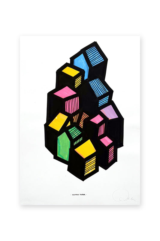 Oeuvre originale sur papier - Villages 026