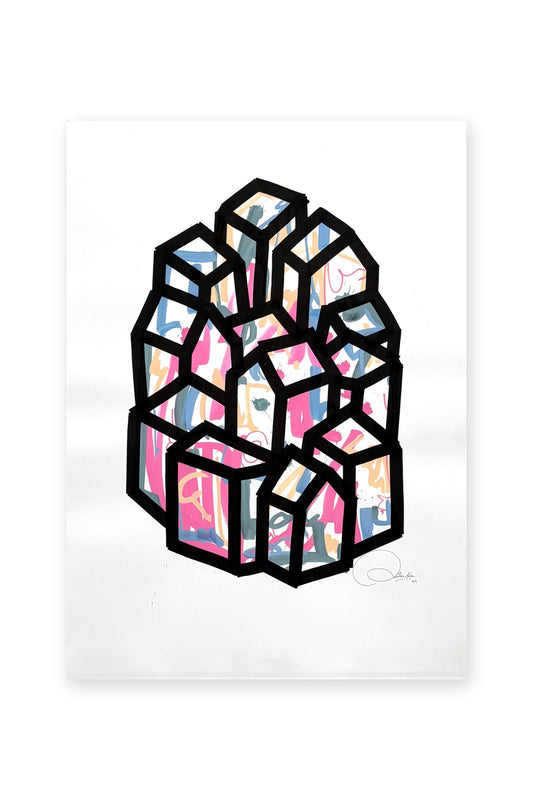 Oeuvre originale sur papier - Villages 014