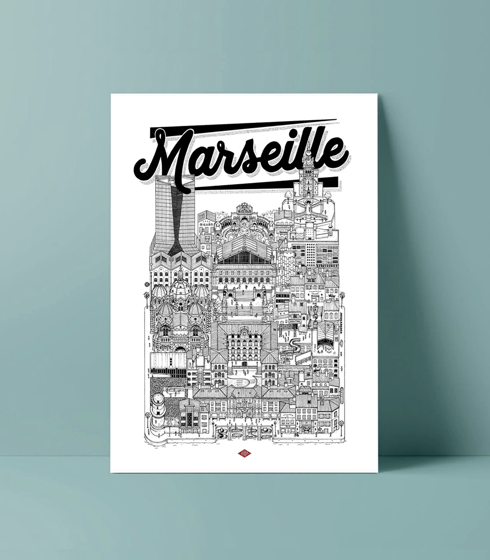 Affiche de Marseille par Docteur Paper (4 formats de poster)