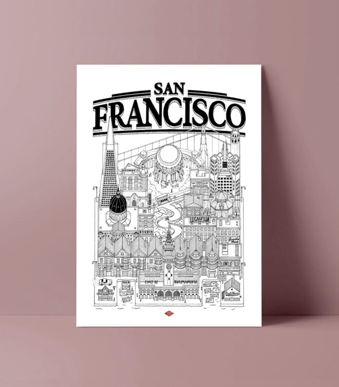 affiche de san francisco en noir et blanc