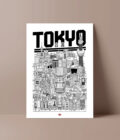 affiche de tokyo en noir et blanc