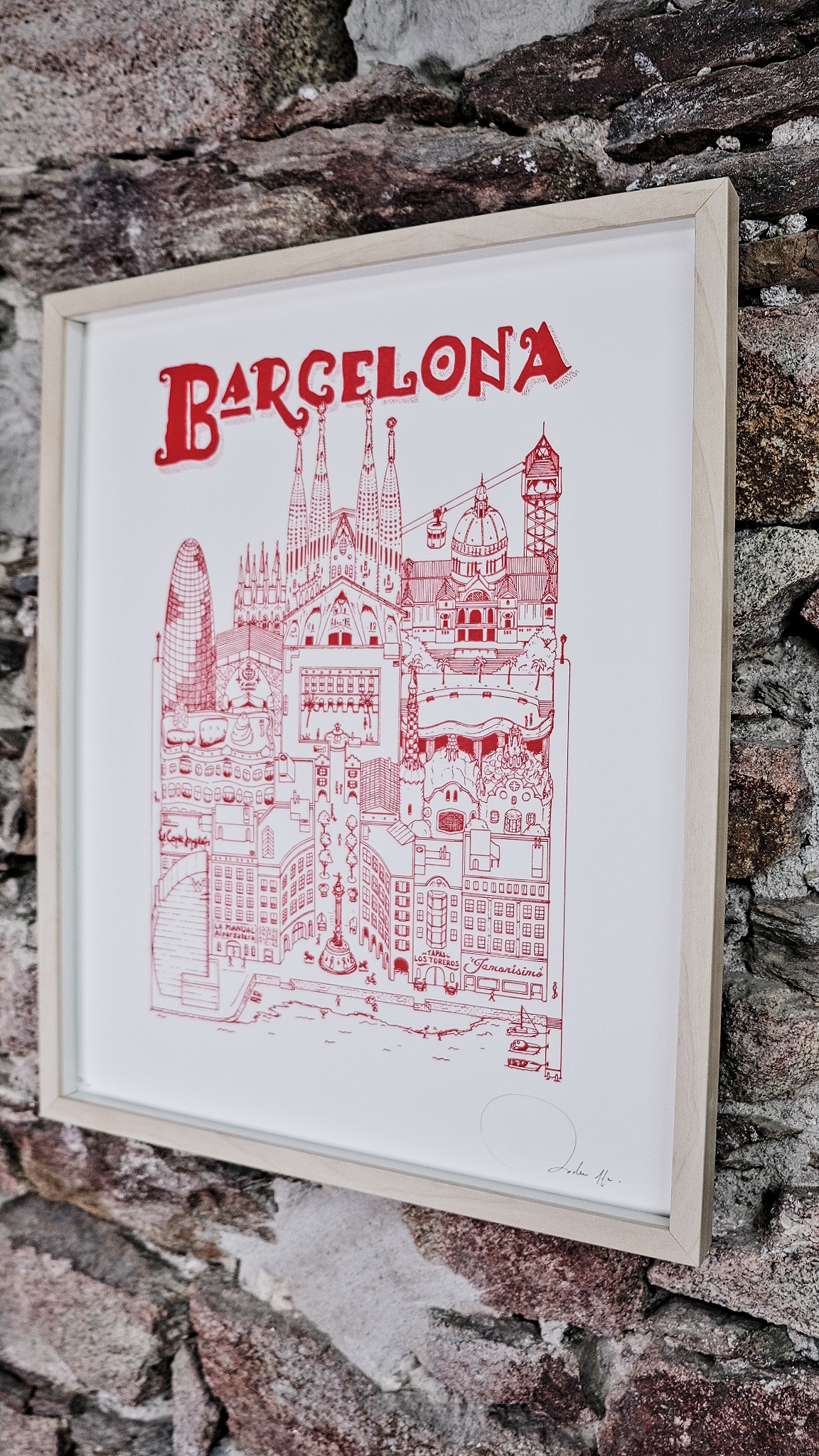 poster de barcelone sérigraphié rouge
