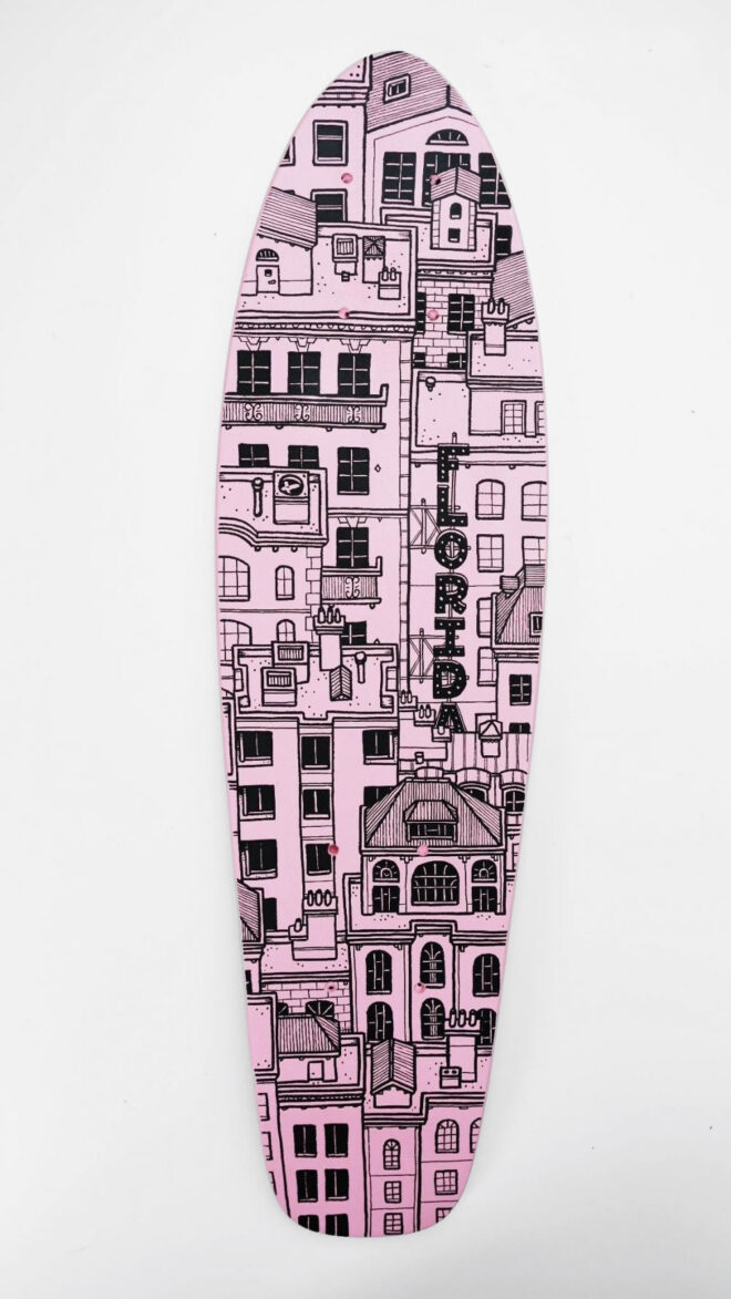 planche de skateboard illustrée par docteur paper
